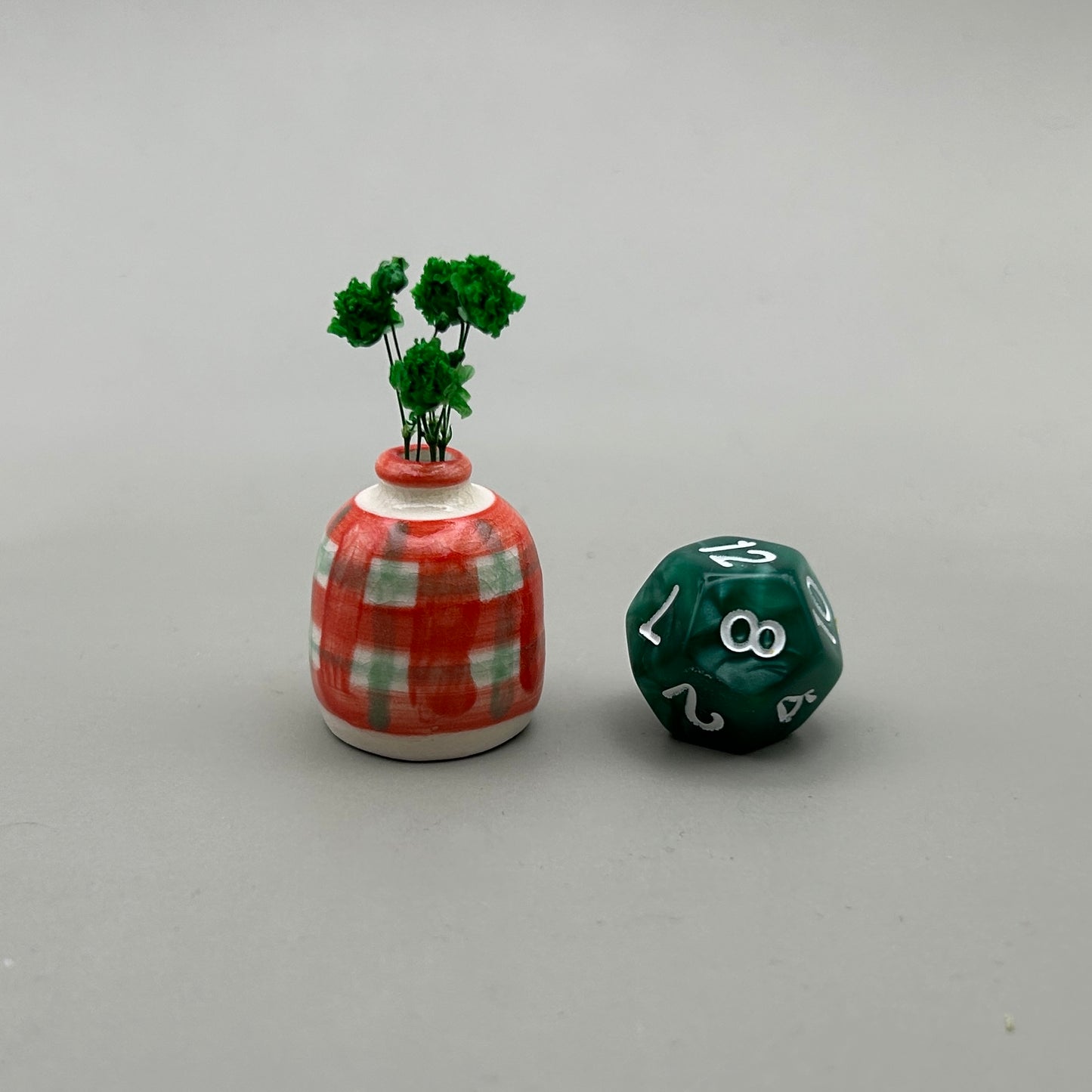Miniature Vase Red and Green Plaid