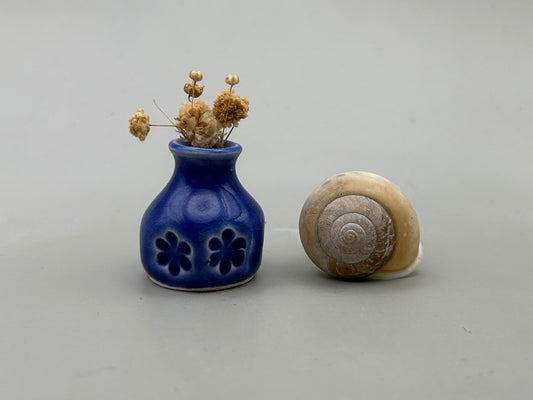 Miniature Vase Blue Stamped Flowers