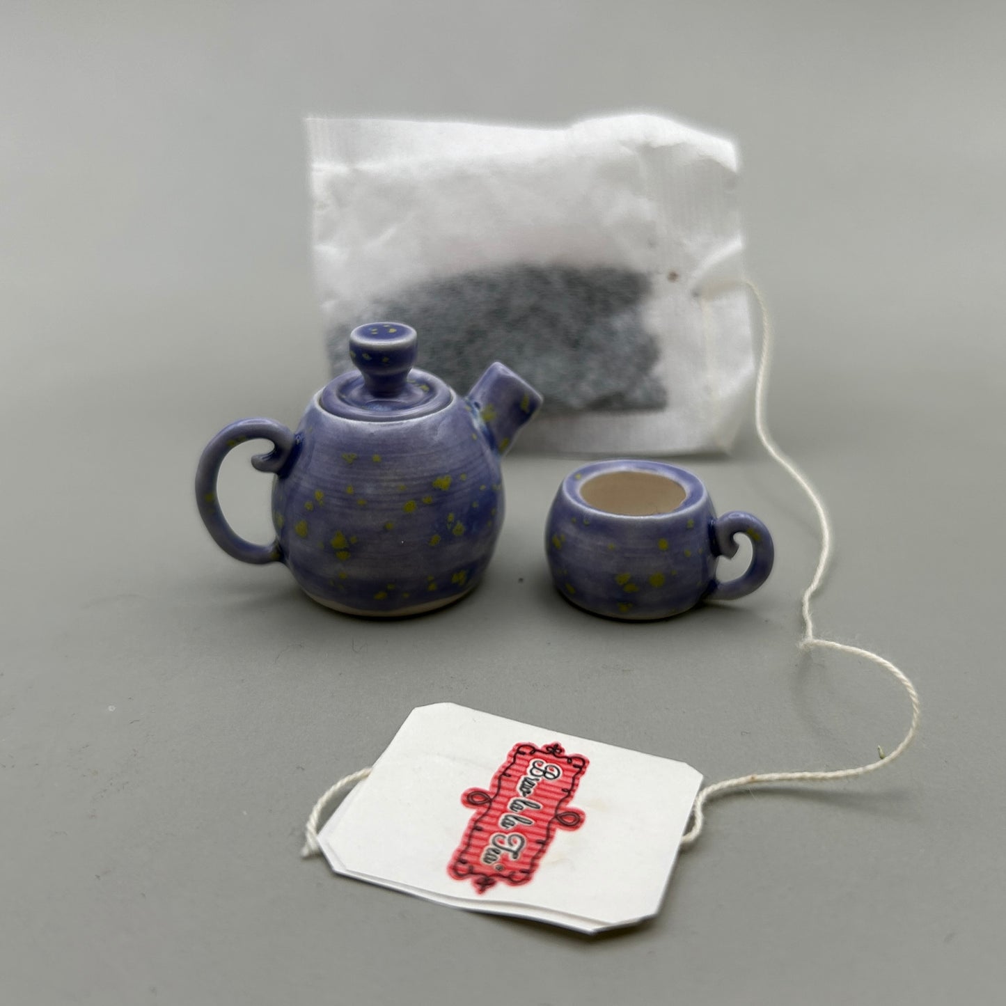 Miniature Teapot Blue Speckled Hydrangea